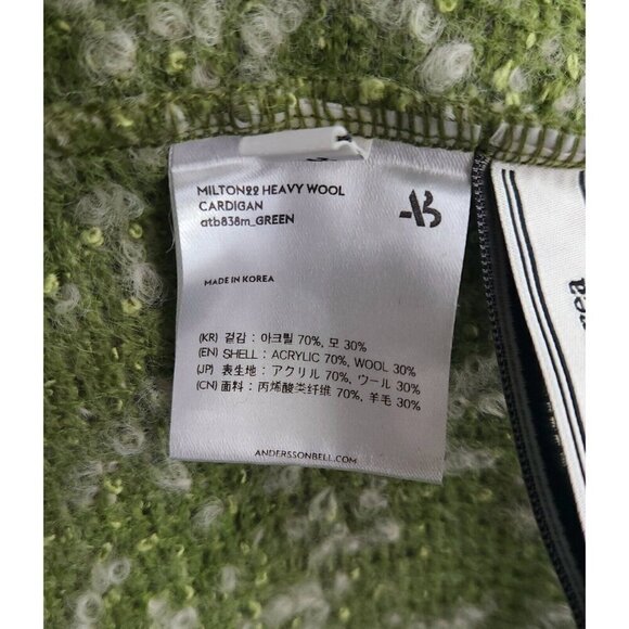 Andersson Bell Milton22 Heavy Wool Cardigan Size L Green NWT - Picture 13 of 16